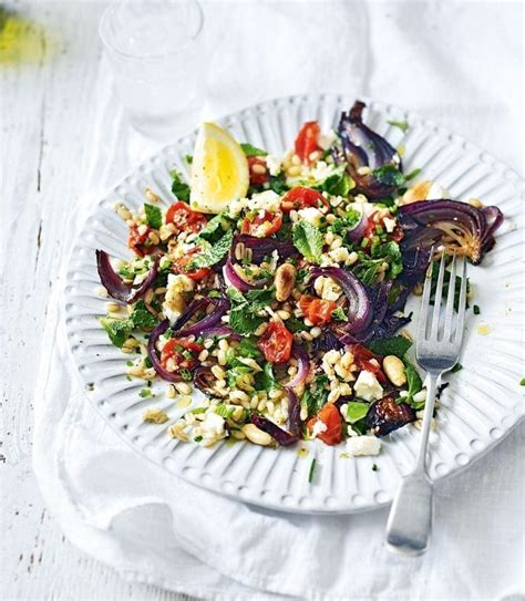 roasted-tomato-salad-with-feta-pearl-barley-and-herbs image
