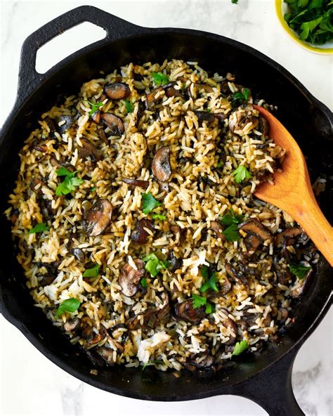 mushroom-rice-pilaf-with-leftover-rice-kitchn image
