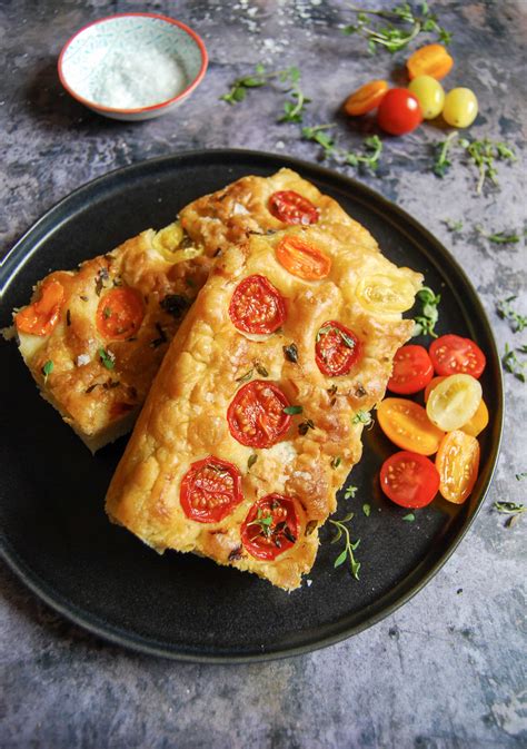 easy-focaccia-bread-with-cherry-tomatoes-and-thyme image