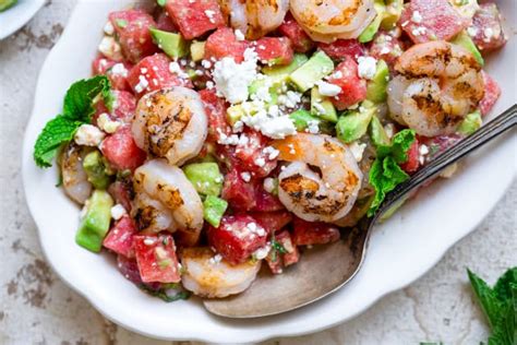 shrimp-avocado-salad-with-watermelon-food-fanatic image