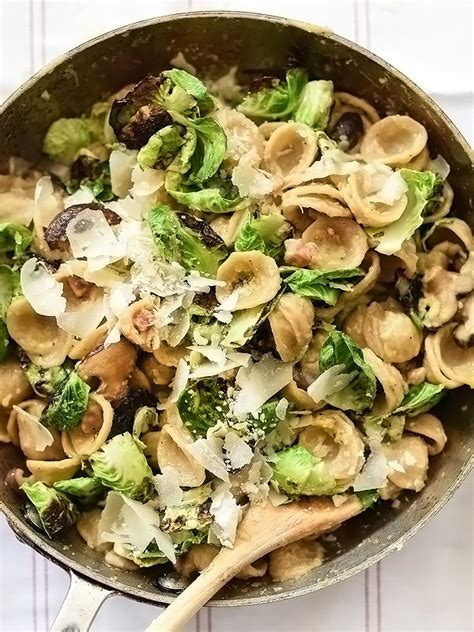 carbonara-pasta-with-charred-brussels-sprouts image