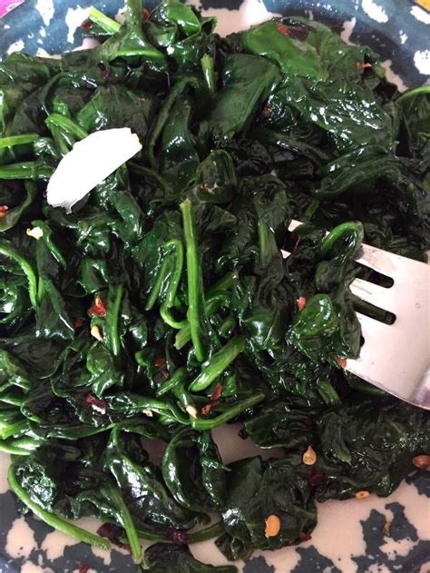 spicy-garlic-sauteed-spinach-recipe-melanie-cooks image