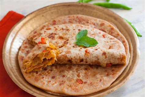 raw-papaya-red-bell-peppers-stuffed-paratha image