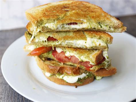 pesto-panini-with-fresh-mozzarella-and-tomato-modern image