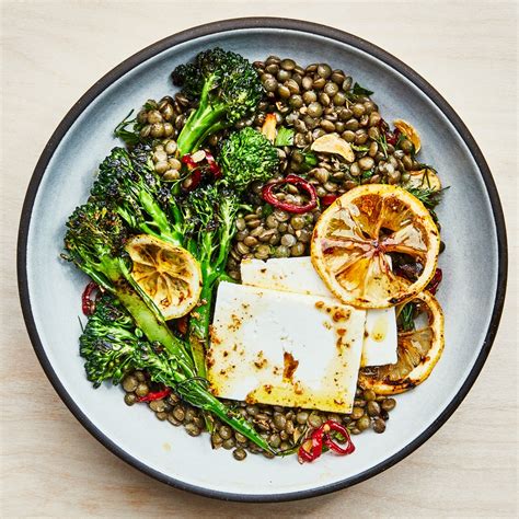 marinated-lentils-with-lemony-broccolini-and-feta image