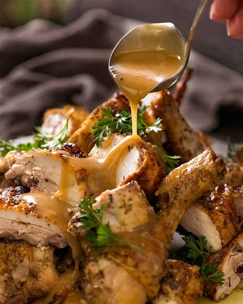 crispy-herb-baked-chicken-with-gravy-easy-roast-chicken image