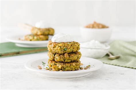 mini-curried-lentil-cakes-with-herbed-yogurt image