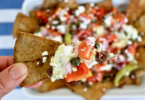 greek-style-nachos-with-spicy-whipped-feta-olive image