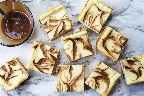 swirled-caramel-cheesecake-bars-foodtasia image