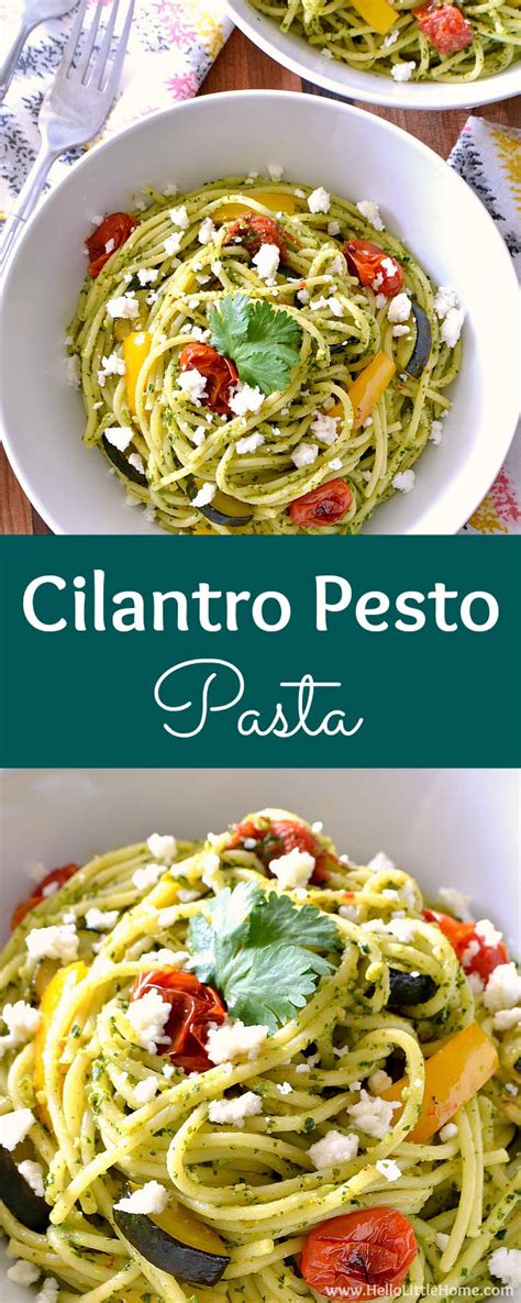 cilantro-pesto-pasta-with-roasted-vegetables-hello image