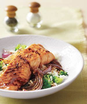 broiled-salmon-on-rice-with-broccoli-recipe-real image