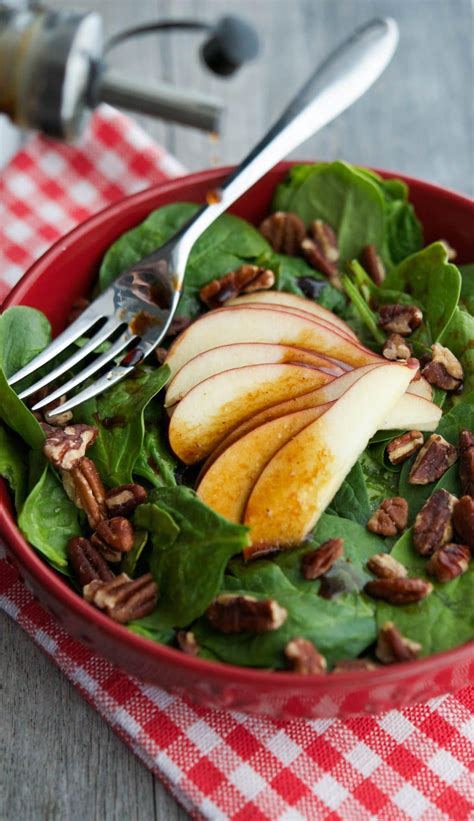 spinach-salad-with-apples-pecans-in-a-balsamic image
