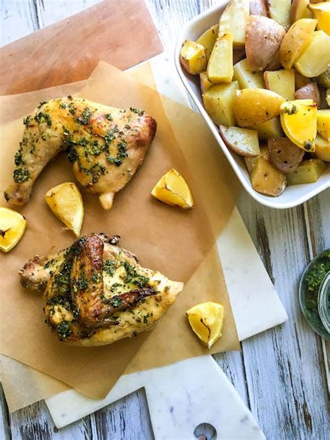 roasted-chicken-and-potatoes-with-herb-sauce image