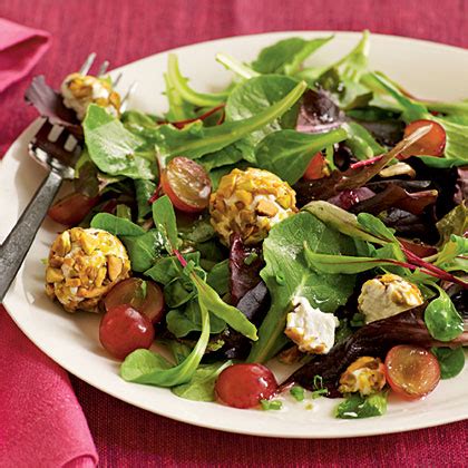 spring-salad-grapes-pistachio-crusted-goat-cheese image