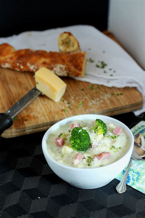 ham-broccoli-and-cheddar-cheese-chowder-gather image