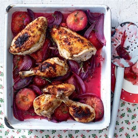 roast-chicken-legs-and-plums-recipe-delicious-magazine image
