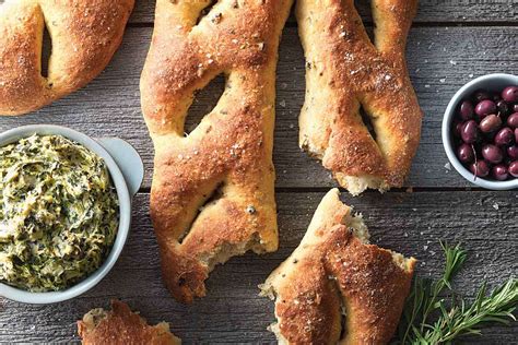 olive-and-onion-fougasse-recipe-king-arthur-baking image