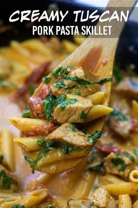 creamy-tuscan-pork-pasta-skillet-buns-in-my-oven image