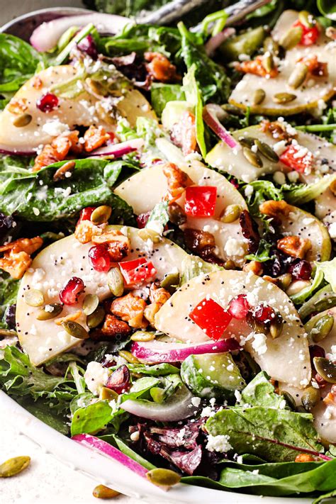 pear-salad-with-creamy-pomegranate-dressing image