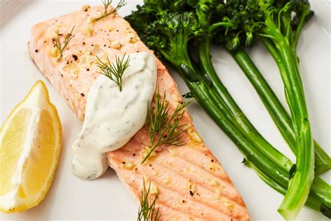 baked-salmon-with-creamy-dill-sauce-kitchn image