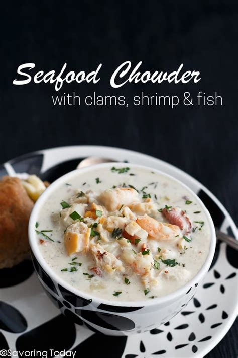seafood-chowder-recipe-with-clams-shrimp-fish image