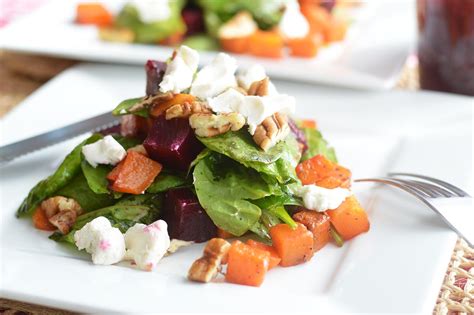 warm-spinach-salad-with-beets-goats-cheese-and image