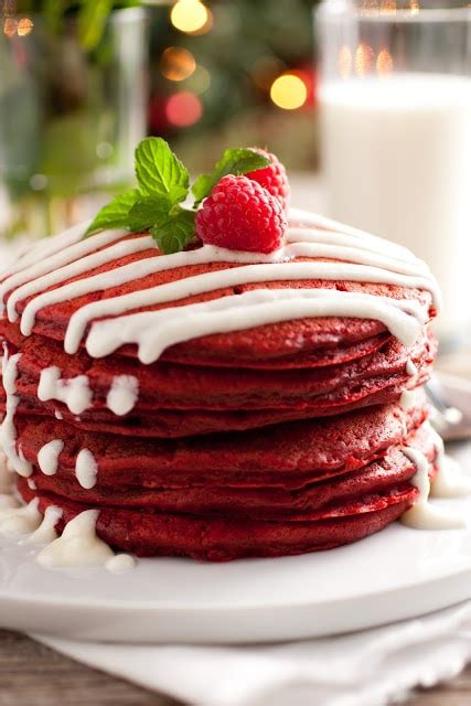 red-velvet-pancakes-with-cream-cheese-glaze-cooking image