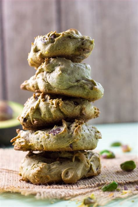 avocado-cookies-with-chocolate-chips-pistachios image