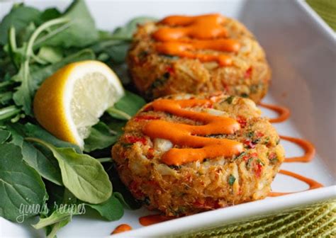 baked-crab-cakes-with-red-pepper-lime-sauce image