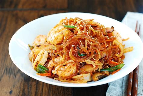 spicy-seafood-japchae-korean-stir-fried-sweet-potato image