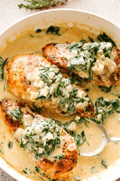 chicken-breasts-recipe-with-creamed-spinach-dinner image