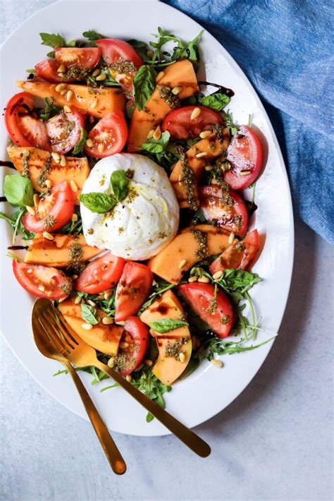 burrata-salad-with-tomatoes-and-melon-gluten-free image