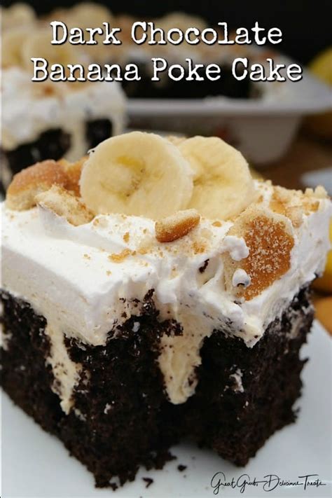 dark-chocolate-banana-poke-cake-great-grub-delicious image