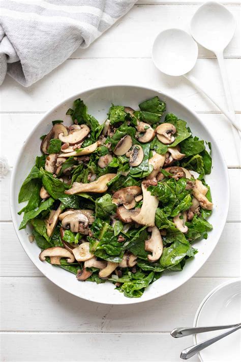 warm-mushroom-spinach-salad-recipe-elle-republic image