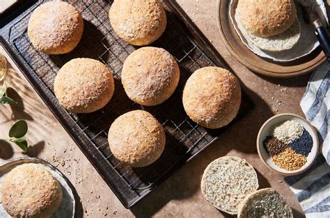 multi-seed-hamburger-buns-recipe-king-arthur-baking image