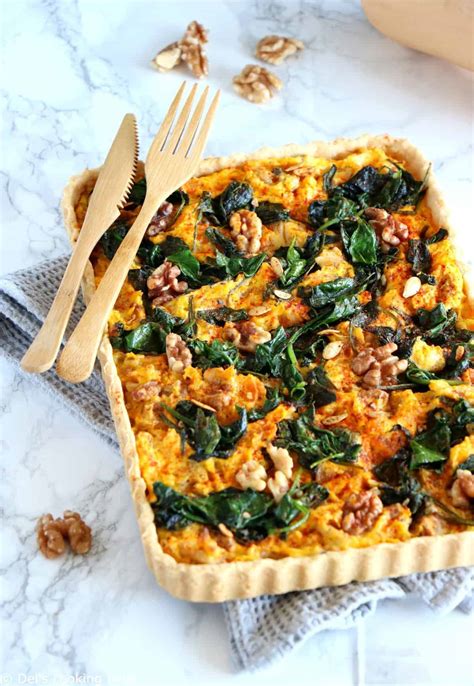 pumpkin-spinach-and-goat-cheese-quiche-dels image