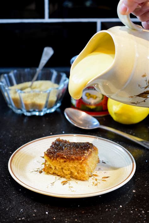 easy-oven-baked-treacle-sponge-pudding-recipe-sweet image