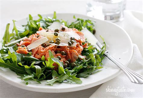 arugula-salmon-salad-with-capers-and-shaved-parmesan image