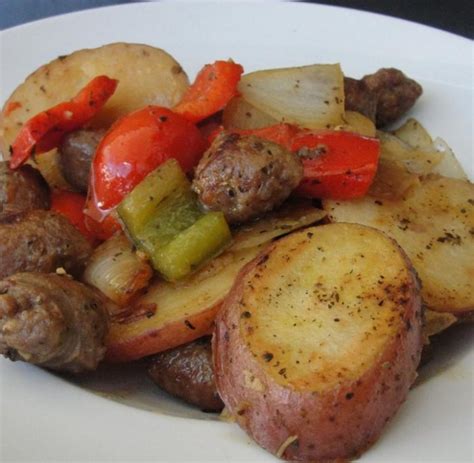 sausage-peppers-onions-and-potato-bake-all image