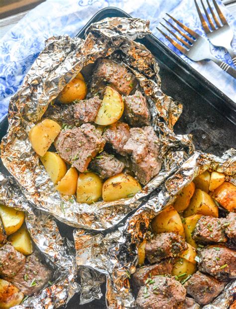 grilled-butter-garlic-steak-potato-foil-pack-dinner image
