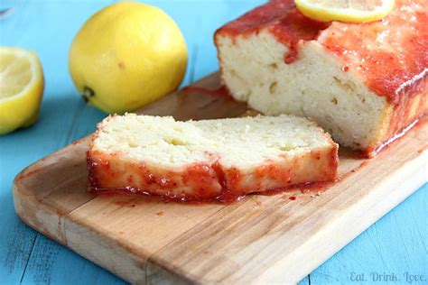 low-fat-lemon-pound-cake-with-strawberry-glaze image