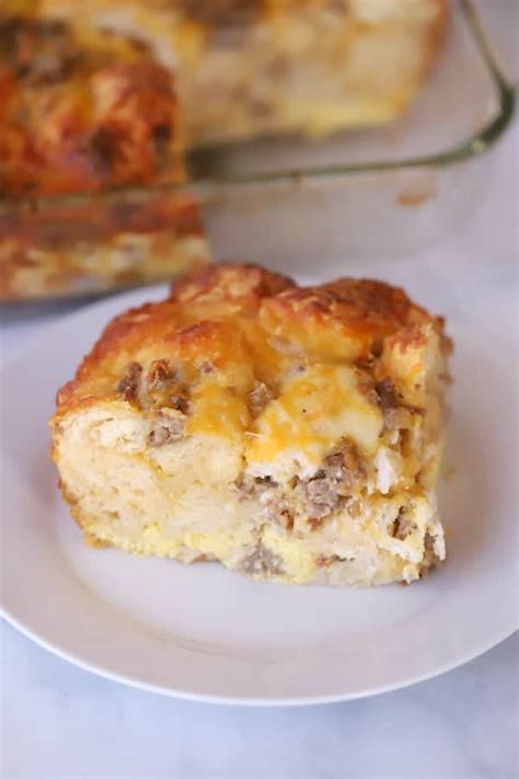 easy-sausage-egg-biscuit-casserole-recipe-the-carefree image