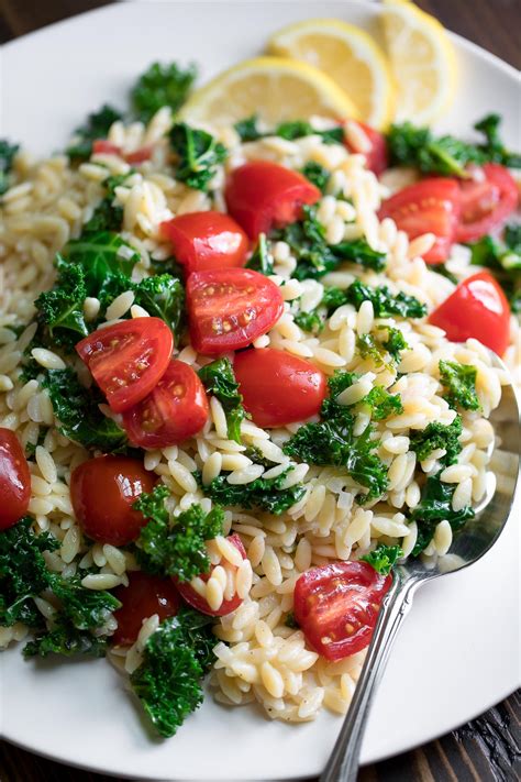 lemon-orzo-with-parmesan-kale-and-cherry-tomatoes image