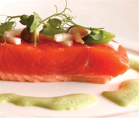 wild-salmon-with-daikon-snow-peas-and-enoki-salad image