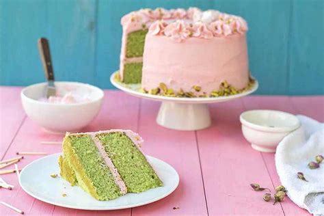 pistachio-cake-recipe-with-rose-water-frosting-the image