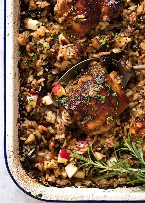 oven-baked-chicken-and-rice-pilaf-cranberry-walnut image