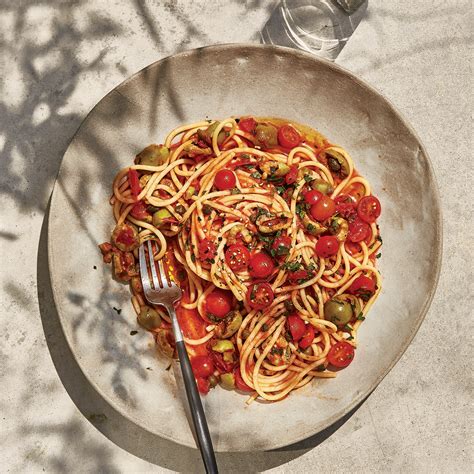 spaghetti-with-no-cook-puttanesca-recipe-bon-apptit image