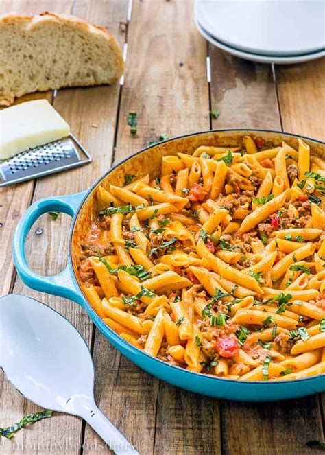 creamy-sausage-pasta-skillet-easy-quick-mommys image