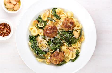 turkey-meatballs-and-greens-with-orecchiette-pasta image