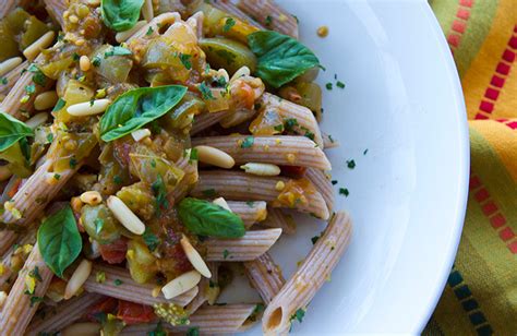 pasta-with-end-of-harvest-roasted-green-tomato-sauce image